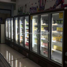 congelador de pantalla de supermercado de tipo vertical con puerta de vidrio